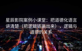 星辰影院案例小课堂：把道德化语言讲清楚（把逻辑链画出来），逻辑与道德的关系
