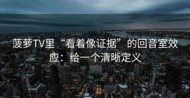 菠萝TV里“看着像证据”的回音室效应：给一个清晰定义